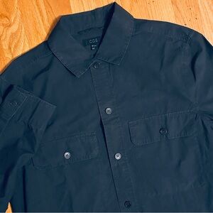 COS Mens Small Dark Grey Poplin Cotton Long Sleeve 2 Pocket Button Up Work Shirt